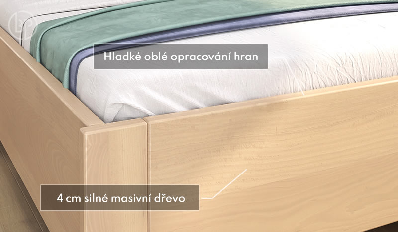 Detail opracování úložné postele Erika